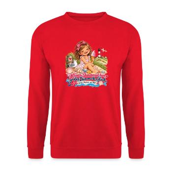 Dänemark Düne Mädchen Strandglück - Unisex Pullover - Rot - Vorne - Alina (178cm) & Michal (187cm)