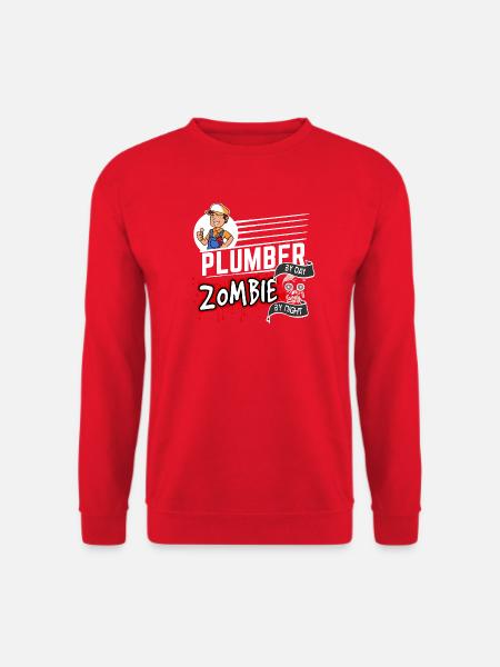 Plumber by day Zombie by night - Klempner - Unisex Pullover - Rot