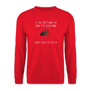 If you can't wake up from the nightmare - Spinne - Unisex Pullover - Rot - Vorne - Alina (178cm) & Michal (187cm)