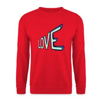 Liebes Neon Schriftzug - Unisex Pullover - Rot - Vorne - Alina (178cm) & Michal (187cm)