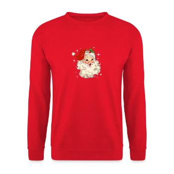 Weihnachtsmann Santa Vintage Weihnachten Motiv - Unisex Pullover - Rot - Vorne - Alina (178cm) & Michal (187cm)