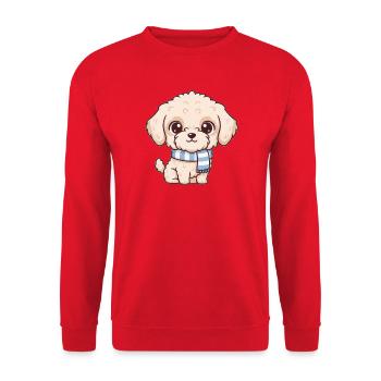 Labradoodle Hund  - Unisex Pullover - Rot - Vorne - Alina (178cm) & Michal (187cm)