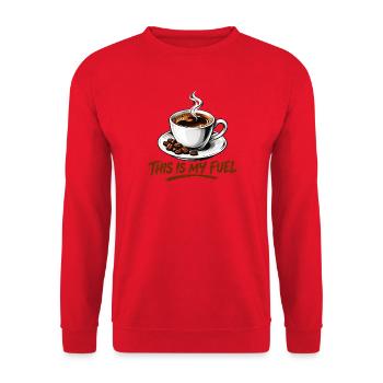 Das ist meine Fuel Classic Kaffeetasse - Unisex Pullover - Rot - Vorne - Alina (178cm) & Michal (187cm)