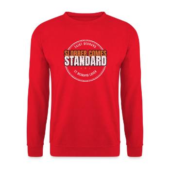 Bernhardiner Hund - Slobber Comes Standard - Hunde - Unisex Pullover - Rot - Vorne - Alina (178cm) & Michal (187cm)