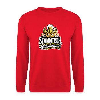 Stammtisch Wir wissens besser - Unisex Pullover - Rot - Vorne - Alina (178cm) & Michal (187cm)