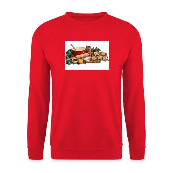 Feiertags-Backstern-Keks-Szene - Unisex Pullover - Rot - Vorne - Alina (178cm) & Michal (187cm)