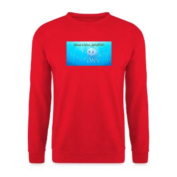 Blas einen Kuss Qualle - Unisex Pullover - Rot - Vorne - Alina (178cm) & Michal (187cm)