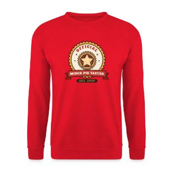 Offizieller Mince Pie Taster, Level: Experte - Unisex Pullover - Rot - Vorne - Alina (178cm) & Michal (187cm)