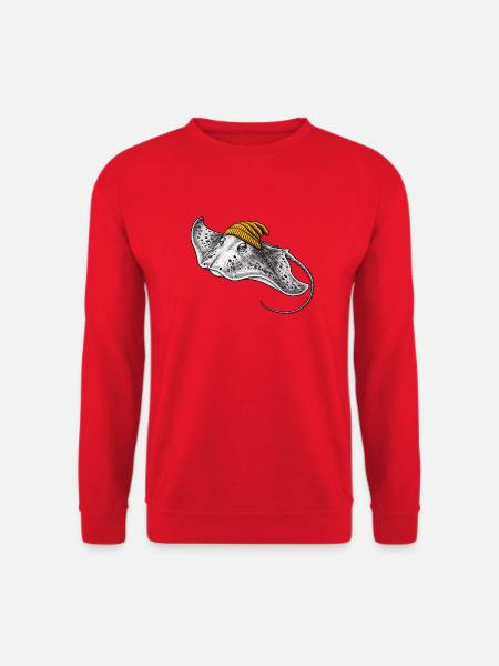 Stachelrochen mit gelber Mütze - Unisex Pullover - Rot