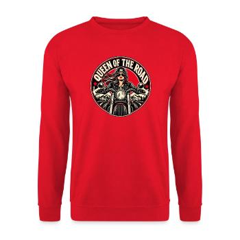 Königin der Straße Motorrad-Logo - Unisex Pullover - Rot - Vorne - Alina (178cm) & Michal (187cm)