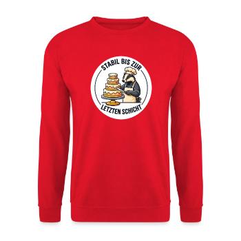 Stabile Dachs Torte Schicht - Unisex Pullover - Rot - Vorne - Alina (178cm) & Michal (187cm)