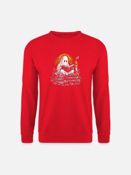 Der Geist, der bei Kerzenlicht liest - Unisex Pullover - Rot