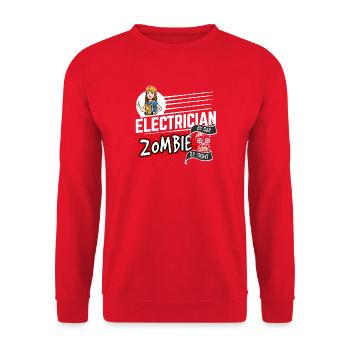Electrician by day Zombie by night - Elektrikerin - Unisex Pullover - Rot - Vorne - Alina (178cm) & Michal (187cm)