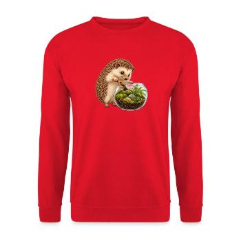 Igel baut ein Moos-Terrarium - Unisex Pullover - Rot - Vorne - Alina (178cm) & Michal (187cm)