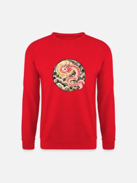 Axolotl Drache – Mystischer Asiatischer Drache - Unisex Pullover - Rot