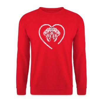 Bernhardiner Hund - Snow Dog Hogging The AC - Hund - Unisex Pullover - Rot - Vorne - Alina (178cm) & Michal (187cm)
