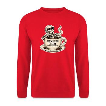 Memento Mori Kaffeeskelett - Unisex Pullover - Rot - Vorne - Alina (178cm) & Michal (187cm)