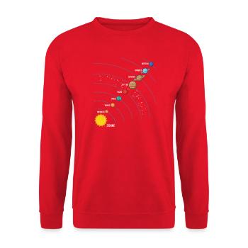 Sonnensystem Planeten Weltraum Astronomie Motiv - Unisex Pullover - Rot - Vorne - Alina (178cm) & Michal (187cm)