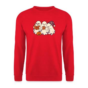 Geisterfreunde Halloween Teezeit - Unisex Pullover - Rot - Vorne - Alina (178cm) & Michal (187cm)