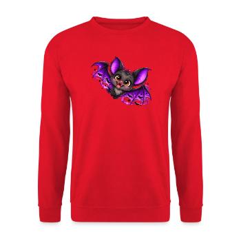 Lila Kuschelbat  - Unisex Pullover - Rot - Vorne - Alina (178cm) & Michal (187cm)