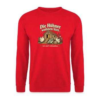 Stolzer Hühnerhalter Hühnerhaltung Hühnerfan - Unisex Pullover - Rot - Vorne - Alina (178cm) & Michal (187cm)