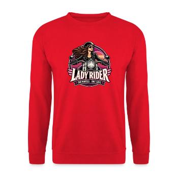 Lady Rider Motorradheldin - Unisex Pullover - Rot - Vorne - Alina (178cm) & Michal (187cm)