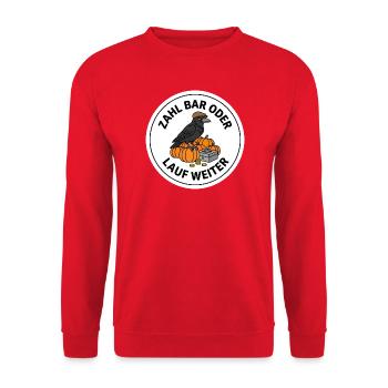 Hofladen Rabe Kürbis Vertrauenskasse T-Shirt - Unisex Pullover - Rot - Vorne - Alina (178cm) & Michal (187cm)