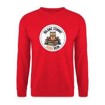 ilanz stimmt Aura rein Buchhalter T-Shirt - Unisex Pullover - Rot - Vorne - Alina (178cm) & Michal (187cm)