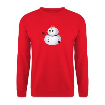 Punk Schneemann - Irokese aus Karotten - Unisex Pullover - Rot - Vorne - Alina (178cm) & Michal (187cm)