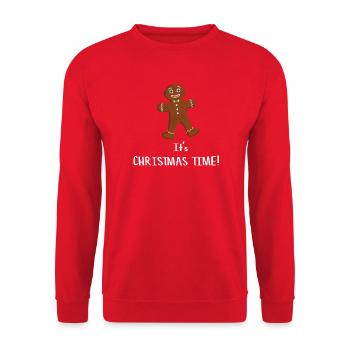 It's Christmas Time - Lebkuchenmann - Unisex Pullover - Rot - Vorne - Alina (178cm) & Michal (187cm)