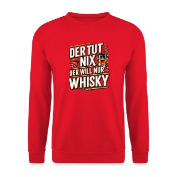 Der Tut Nix Whisky Slogan - Unisex Pullover - Rot - Vorne - Alina (178cm) & Michal (187cm)