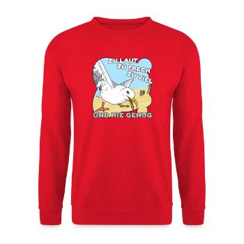Zu laut, zu frech, zu viel - Unisex Pullover - Rot - Vorne - Alina (178cm) & Michal (187cm)