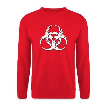 Biohazard-Glitch-Symbol - Unisex Pullover - Rot - Vorne - Alina (178cm) & Michal (187cm)