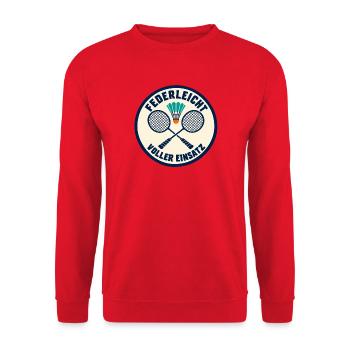 Badminton – Federleicht voller Einsatz - Unisex Pullover - Rot - Vorne - Alina (178cm) & Michal (187cm)