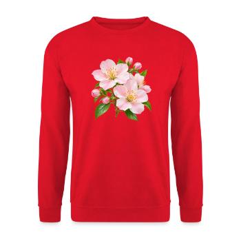 Rosa Apfelblüten-Blüten-Floral - Unisex Pullover - Rot - Vorne - Alina (178cm) & Michal (187cm)