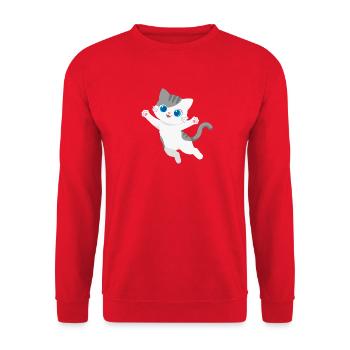 Verspieltes Kawaii-Kätzchenspringen - Unisex Pullover - Rot - Vorne - Alina (178cm) & Michal (187cm)
