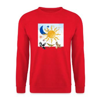 Himmel - Unisex Pullover - Rot - Vorne - Alina (178cm) & Michal (187cm)