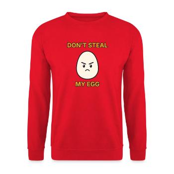 Don’t steal my egg – wütendes Ei lustiger Spruch - Unisex Pullover - Rot - Vorne - Alina (178cm) & Michal (187cm)