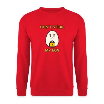 Ei mit Schloss – Don’t steal my egg – Frühstück - Unisex Pullover - Rot - Vorne - Alina (178cm) & Michal (187cm)