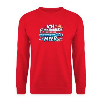 MeerPower: Voll Aufgeladen - Unisex Pullover - Rot - Vorne - Alina (178cm) & Michal (187cm)