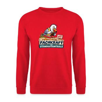 Fachkraft Strandgutkontrolle Cartoon - Unisex Pullover - Rot - Vorne - Alina (178cm) & Michal (187cm)