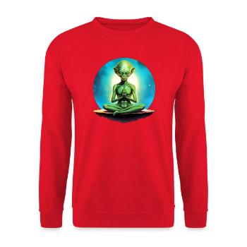 Aliens Yoga / Yogi Alien - Unisex Pullover - Rot - Vorne - Alina (178cm) & Michal (187cm)