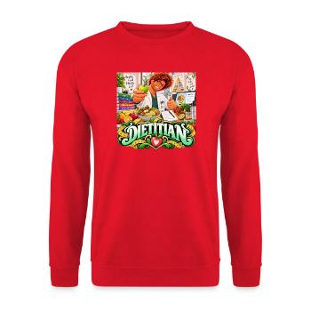 Ernährungsberater: Bunte Ernährung - Unisex Pullover - Rot - Vorne - Alina (178cm) & Michal (187cm)