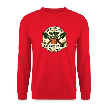 Gärtnern ist mein Leben - Unisex Pullover - Rot - Vorne - Alina (178cm) & Michal (187cm)