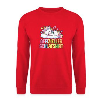 Schlafshirt Einhorn - Unisex Pullover - Rot - Vorne - Alina (178cm) & Michal (187cm)