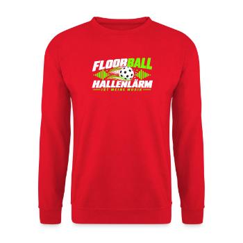 Floorball Hallenlarm Musik Logo - Unisex Pullover - Rot - Vorne - Alina (178cm) & Michal (187cm)