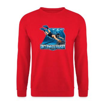 Unterwasser Rugby Action-Illustration - Unisex Pullover - Rot - Vorne - Alina (178cm) & Michal (187cm)