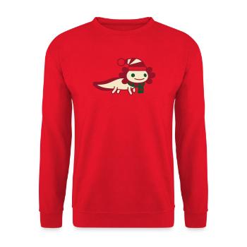 Axolotl Weihnachten Clipart - Unisex Pullover - Rot - Vorne - Alina (178cm) & Michal (187cm)