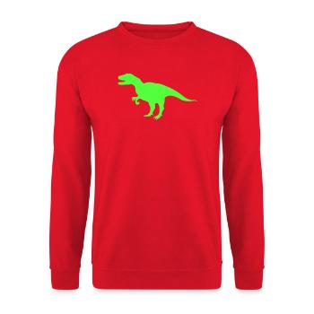 Neon-T-Rex Silhouette - Unisex Pullover - Rot - Vorne - Alina (178cm) & Michal (187cm)