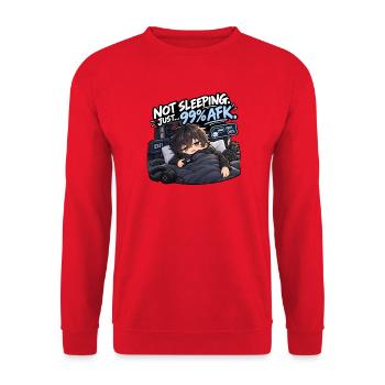 Nicht Schlafen 99% AFK Gamer - Unisex Pullover - Rot - Vorne - Alina (178cm) & Michal (187cm)
